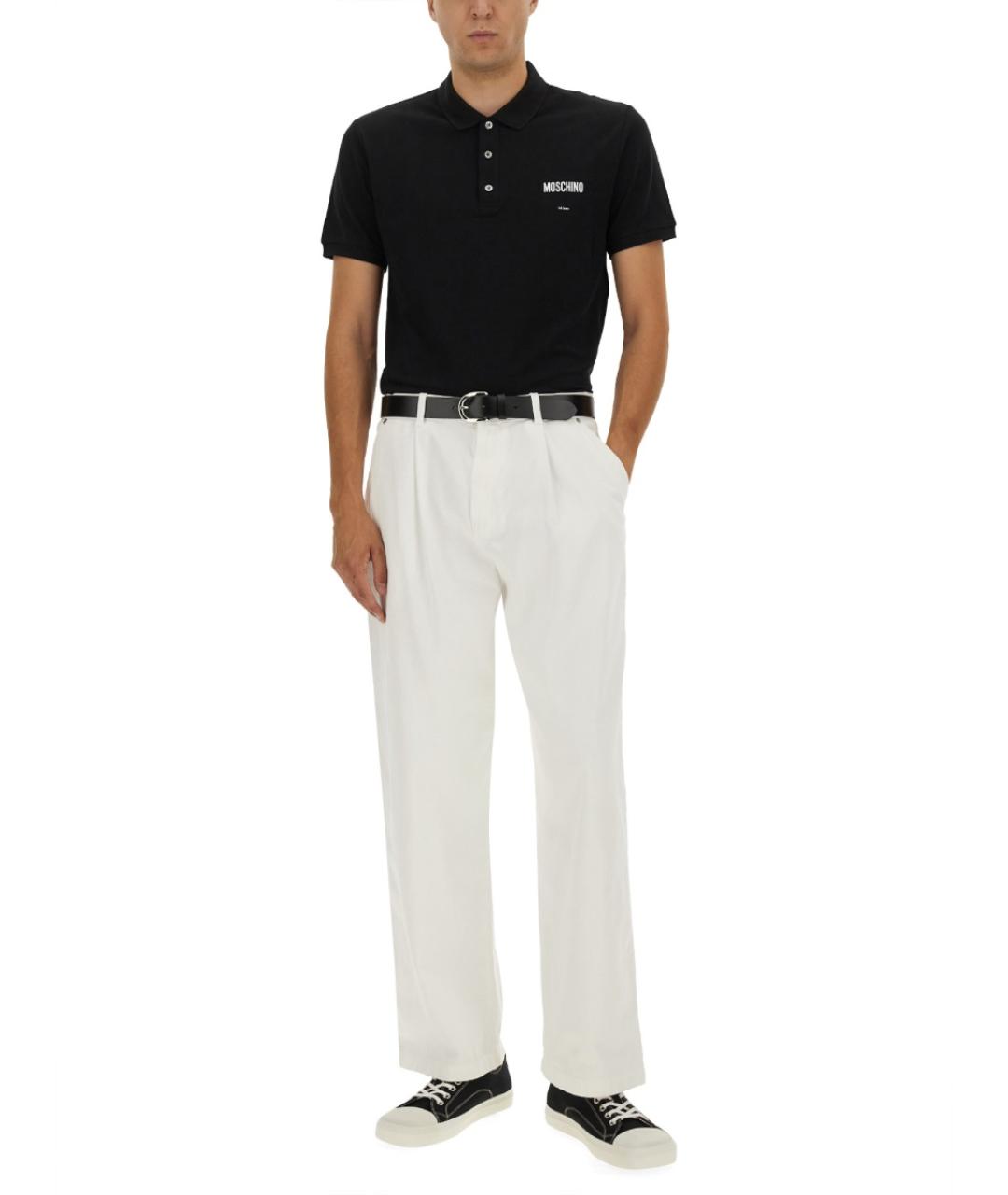 MOSCHINO Черное хлопковое поло с коротким рукавом, фото 2