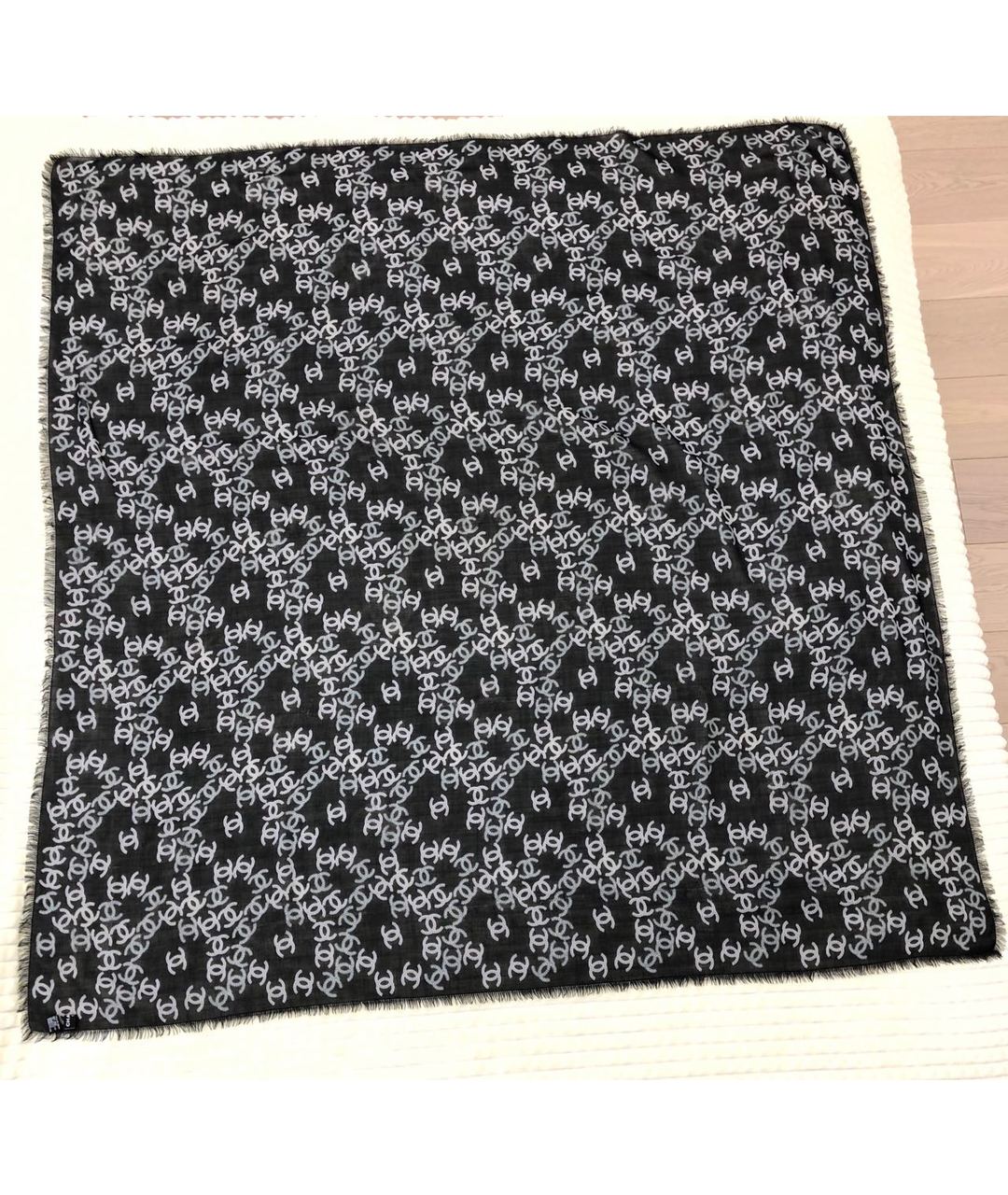 CHANEL PRE-OWNED Черный кашемировый шарф, фото 7