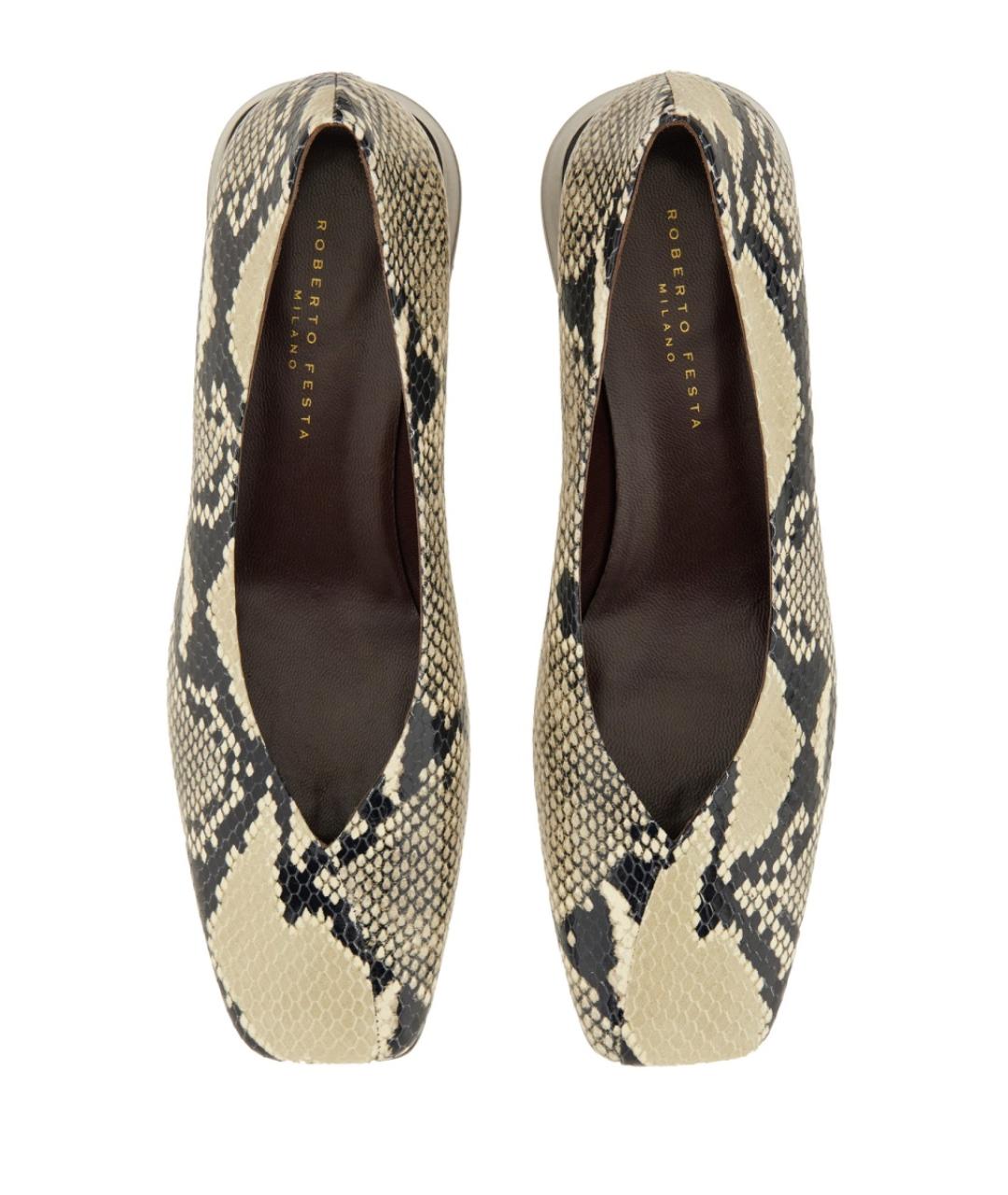 ROBERTO FESTA Мульти кожаные лодочки на низком каблуке, фото 6