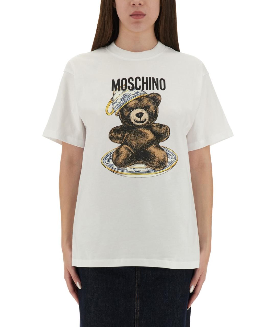 MOSCHINO Белая хлопковая футболка, фото 2