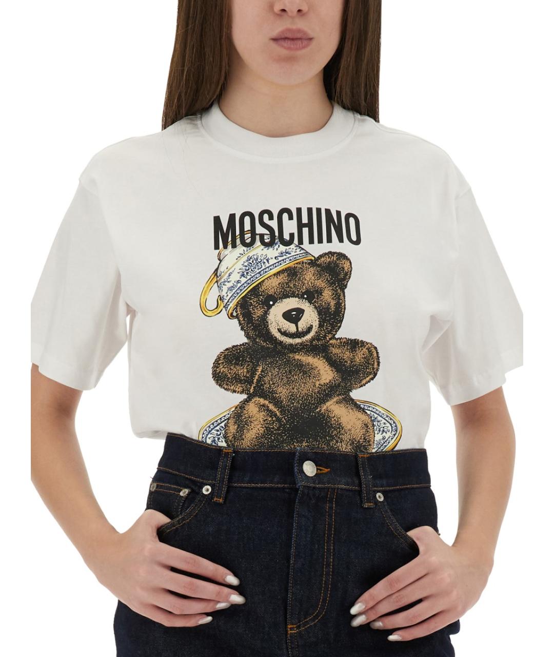 MOSCHINO Белая хлопковая футболка, фото 5