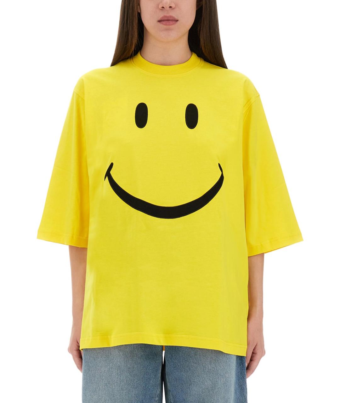 MOSCHINO Желтая хлопковая футболка, фото 5