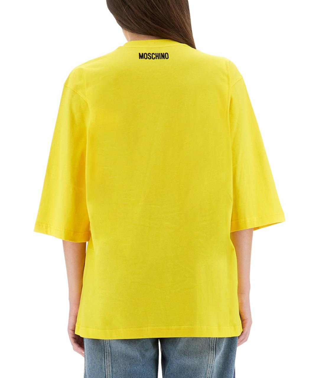 MOSCHINO Желтая хлопковая футболка, фото 3