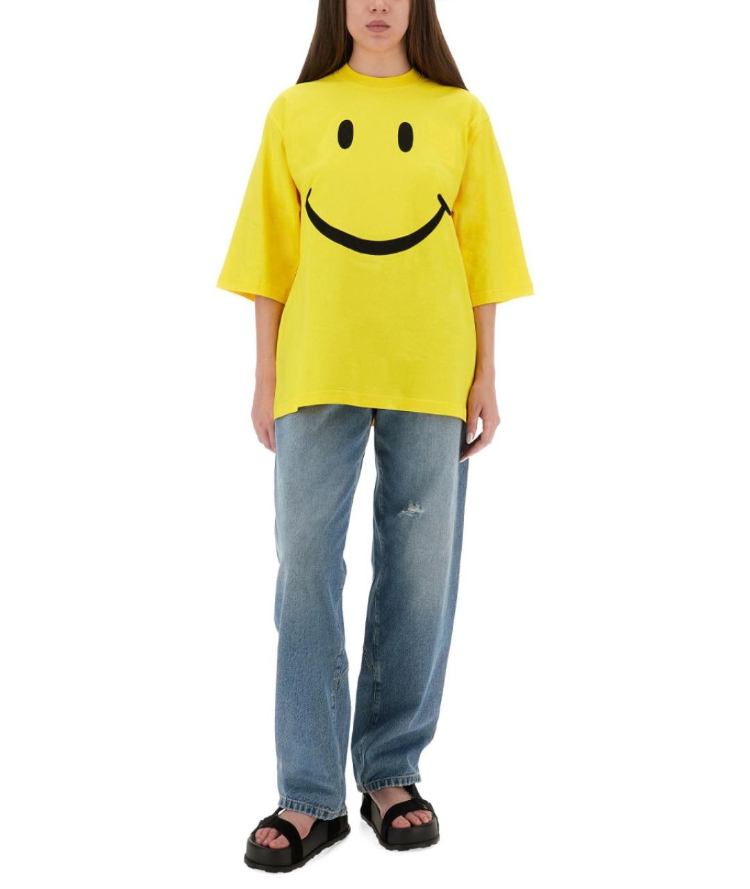 MOSCHINO Желтая хлопковая футболка, фото 2