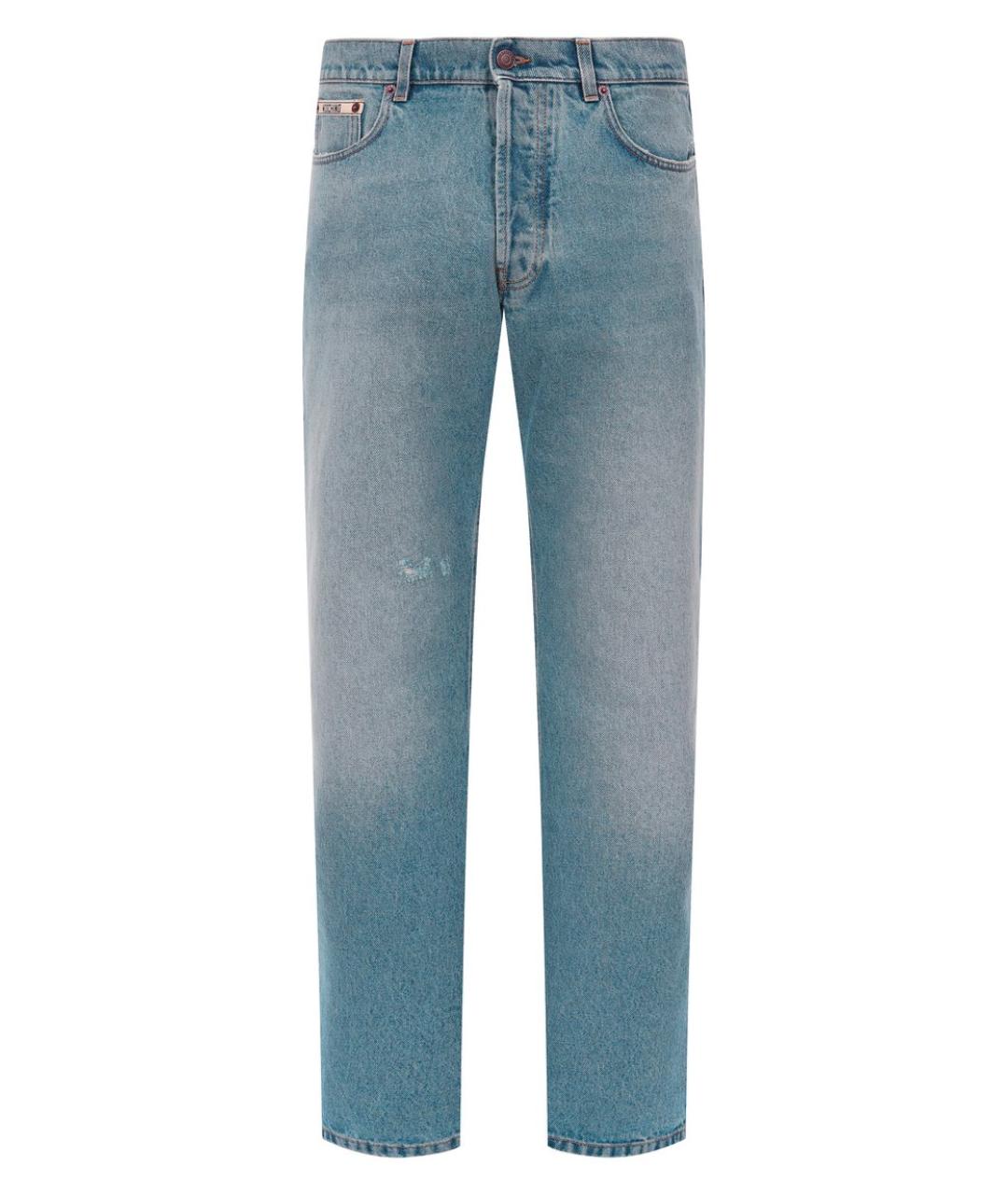 MOSCHINO Голубые хлопковые прямые джинсы, фото 1