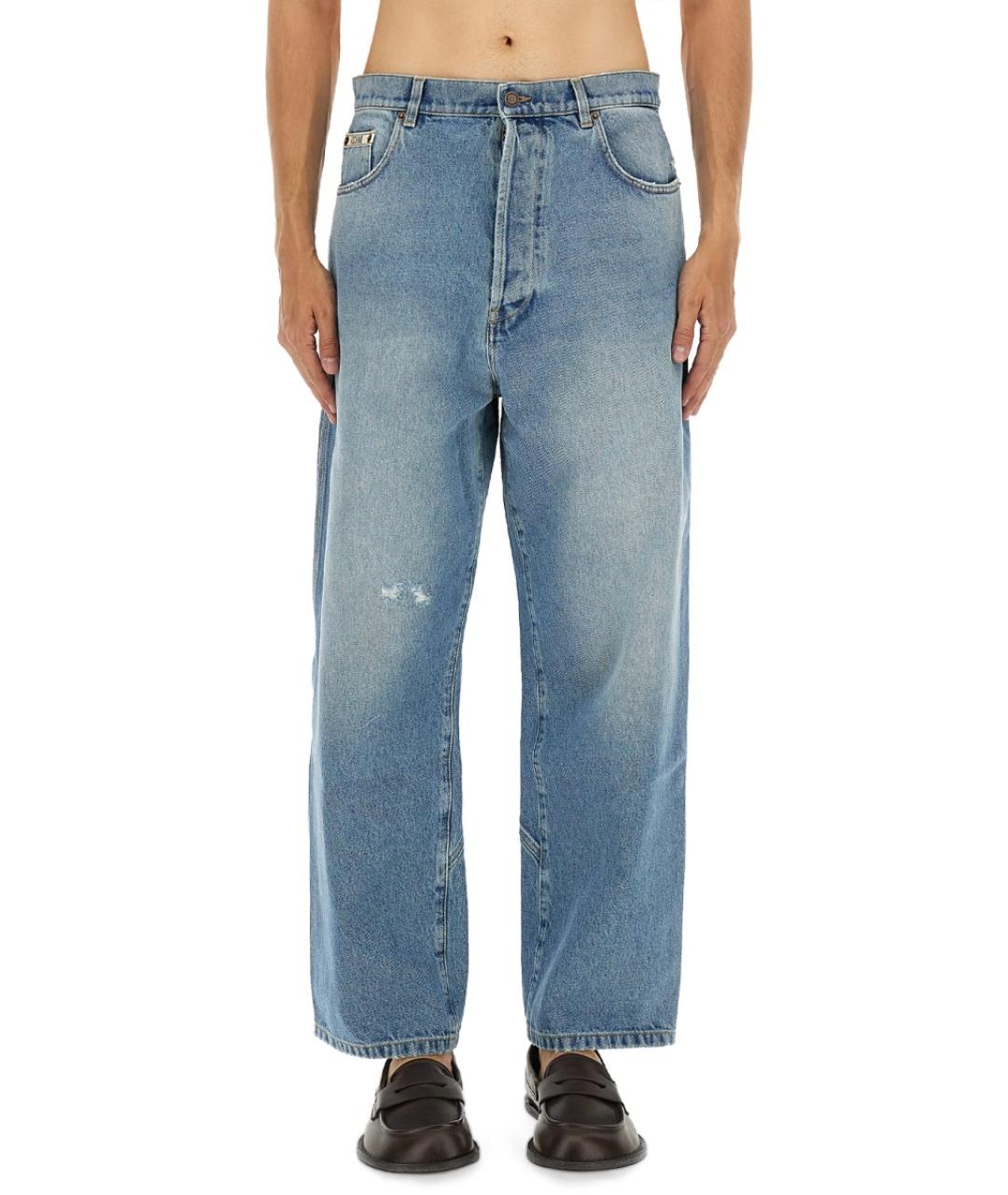 MOSCHINO Голубые хлопковые прямые джинсы, фото 2