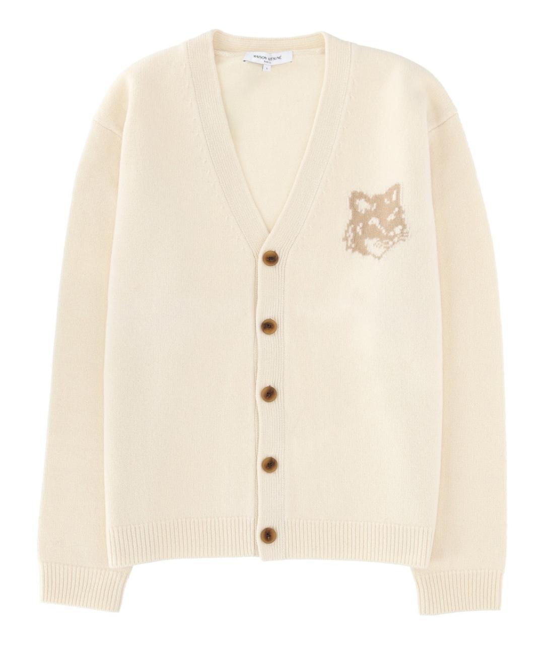 MAISON KITSUNE Бежевый шерстяной кардиган, фото 1