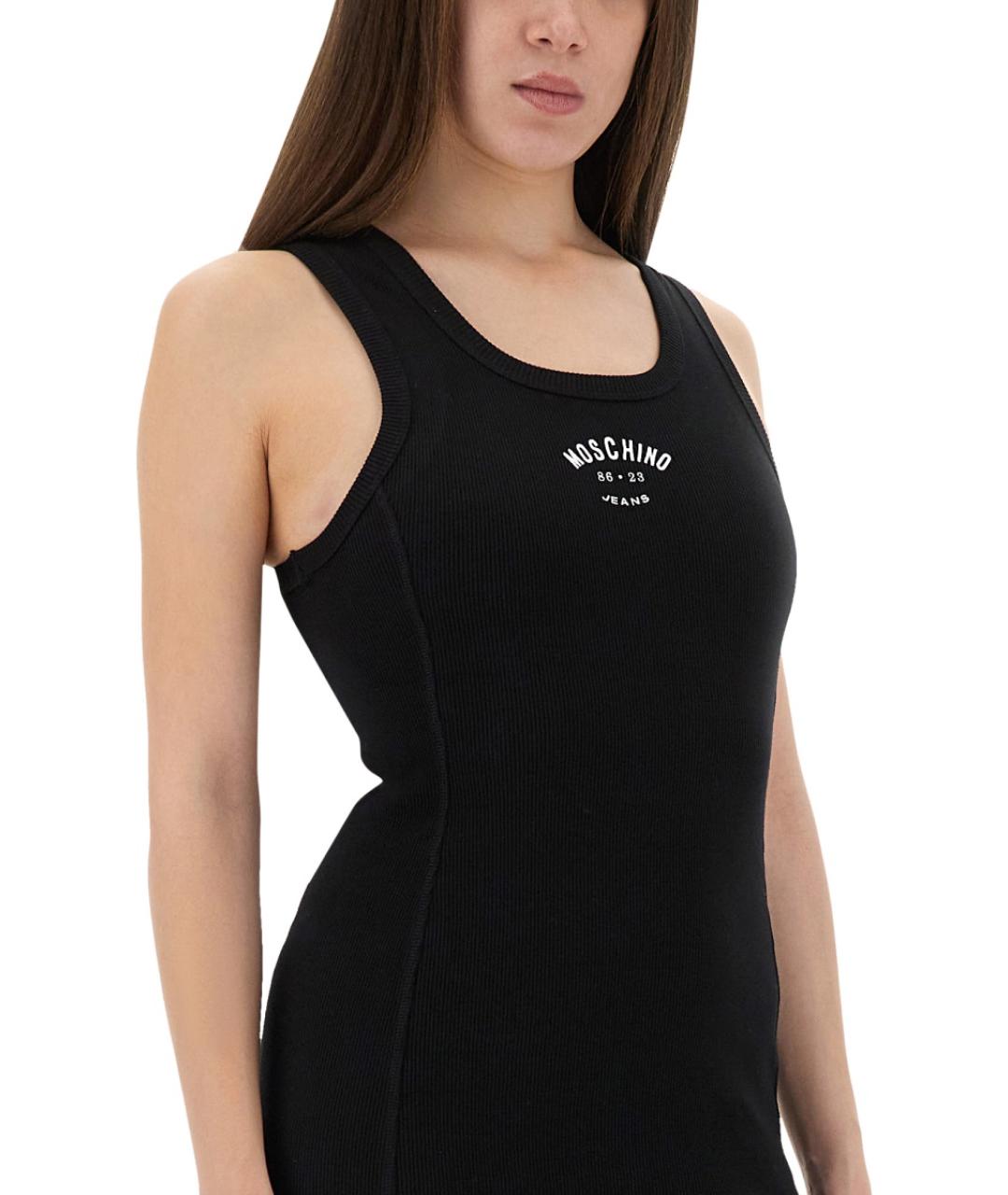 MOSCHINO JEANS Черное хлопковое повседневное платье, фото 4