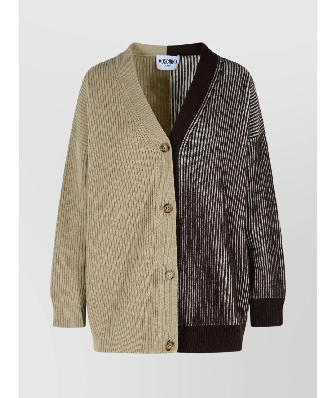 MOSCHINO JEANS Коричневый шерстяной кардиган, фото 6