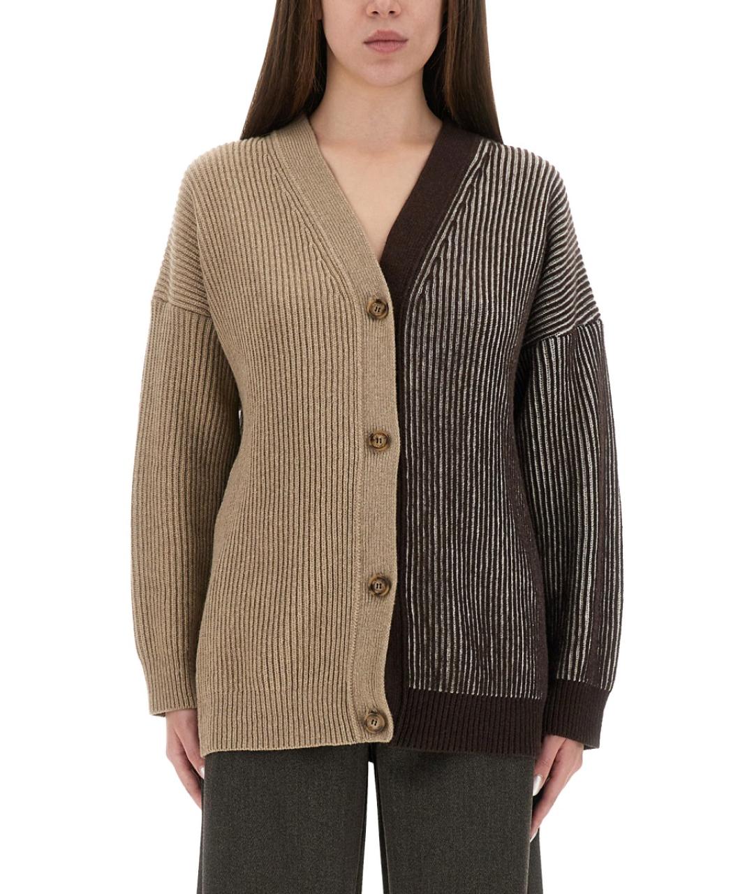 MOSCHINO JEANS Коричневый шерстяной кардиган, фото 2