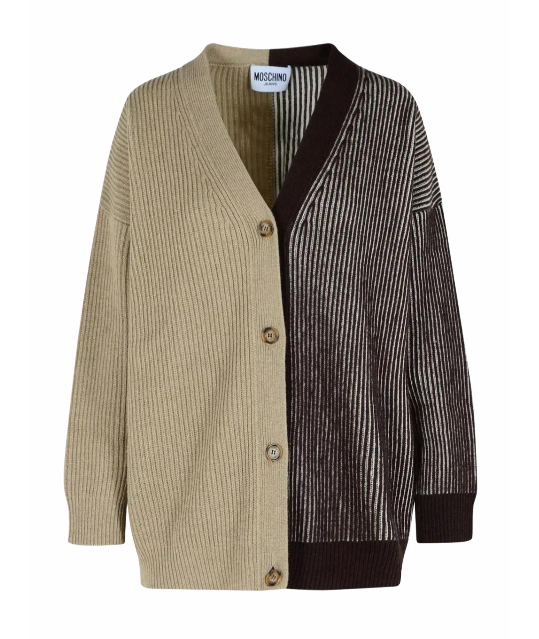 MOSCHINO JEANS Коричневый шерстяной кардиган, фото 1