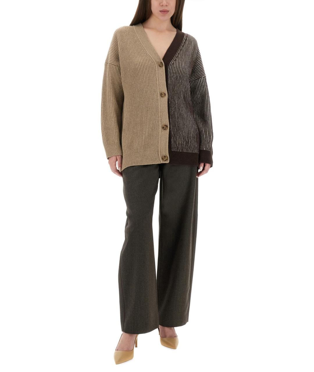 MOSCHINO JEANS Коричневый шерстяной кардиган, фото 3