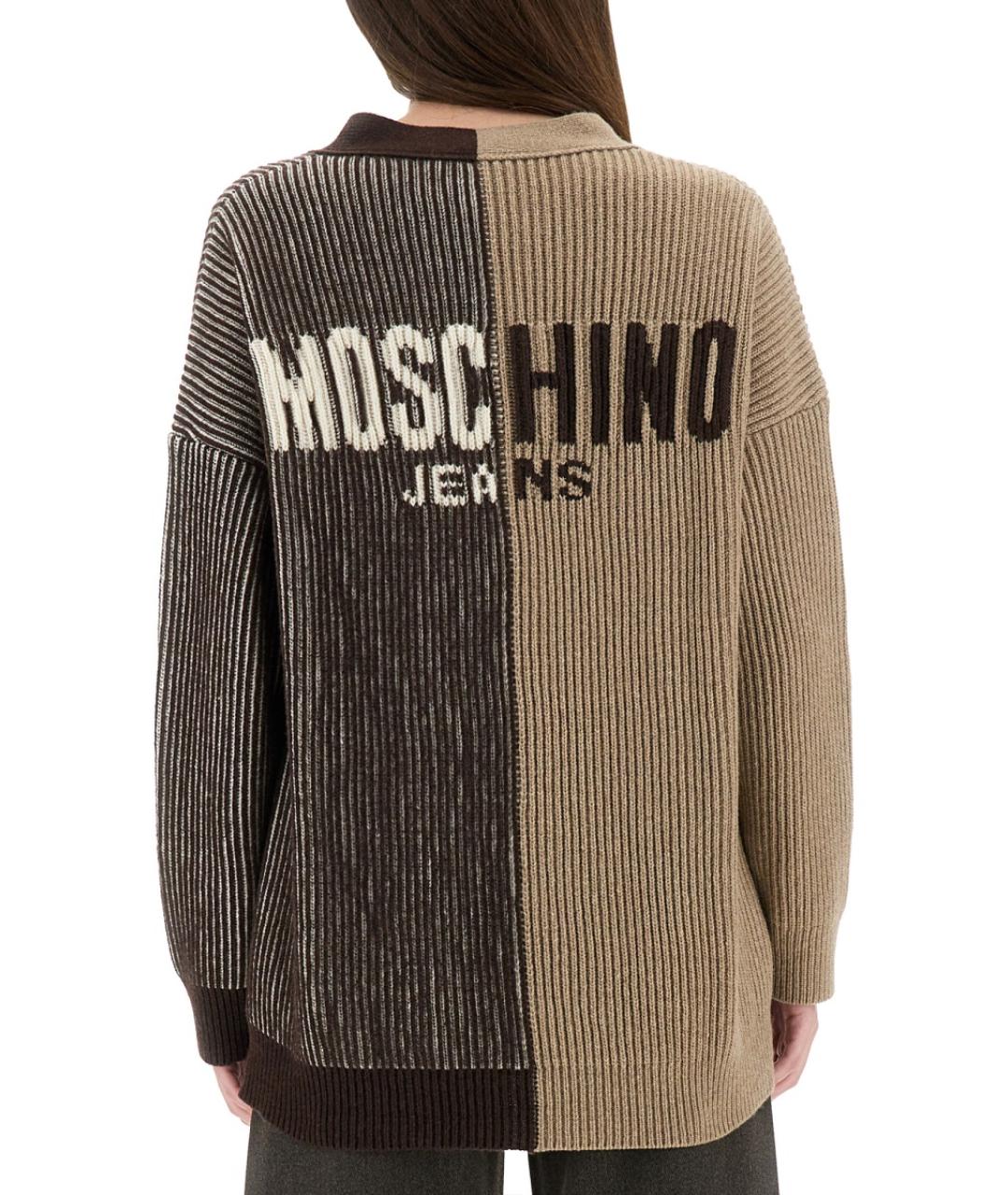 MOSCHINO JEANS Коричневый шерстяной кардиган, фото 4