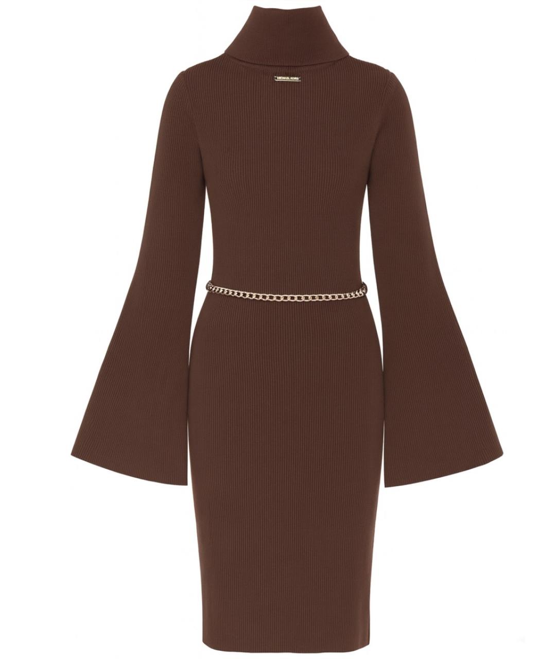 MICHAEL KORS Коричневое вискозное повседневное платье, фото 3