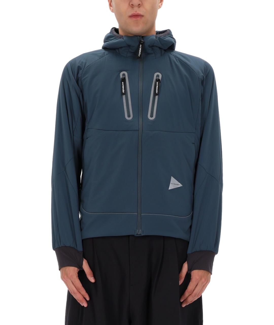 AND WANDER Синяя полиэстеровая куртка, фото 4