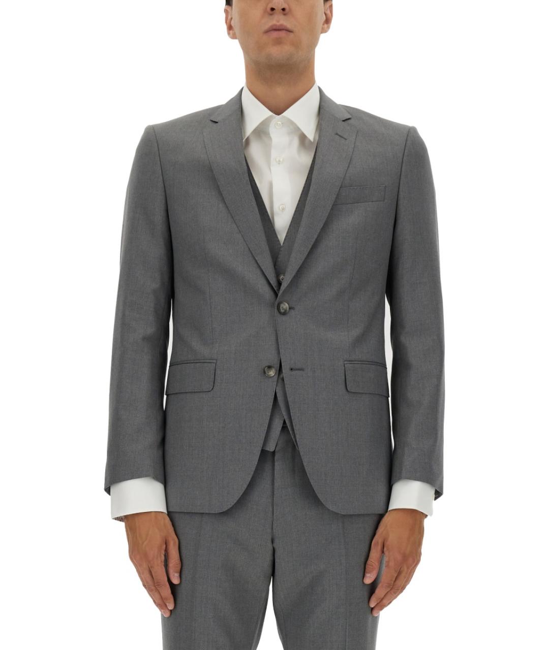 HUGO BOSS Серый шерстяной пиджак, фото 5