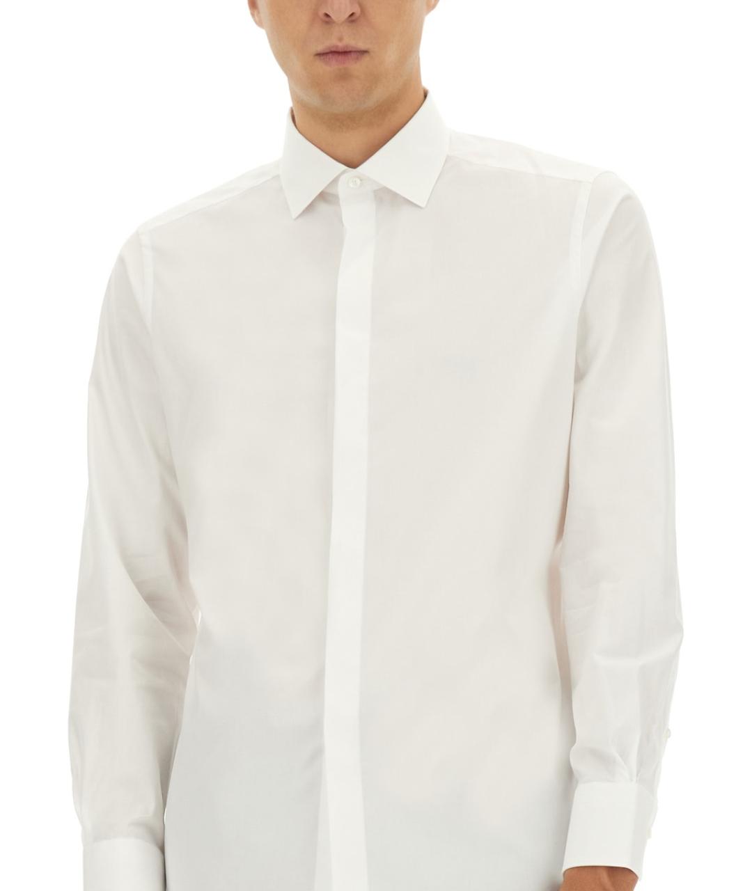 ZEGNA Белая хлопковая классическая рубашка, фото 4