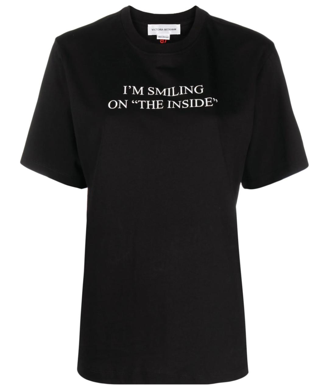 VICTORIA BECKHAM Черная хлопковая футболка, фото 1