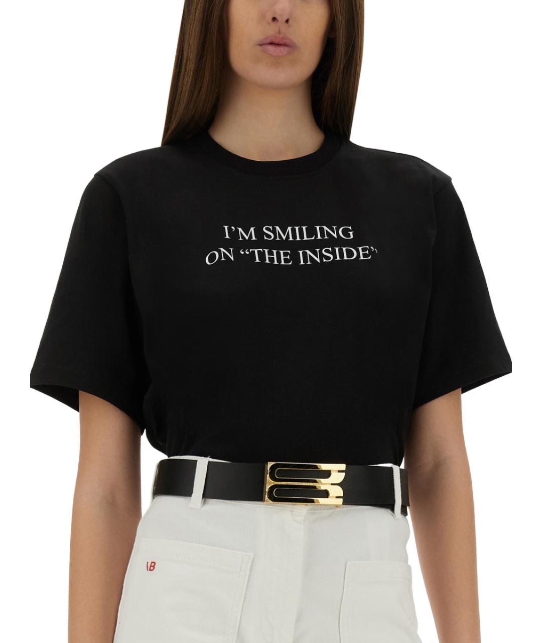 VICTORIA BECKHAM Черная хлопковая футболка, фото 4