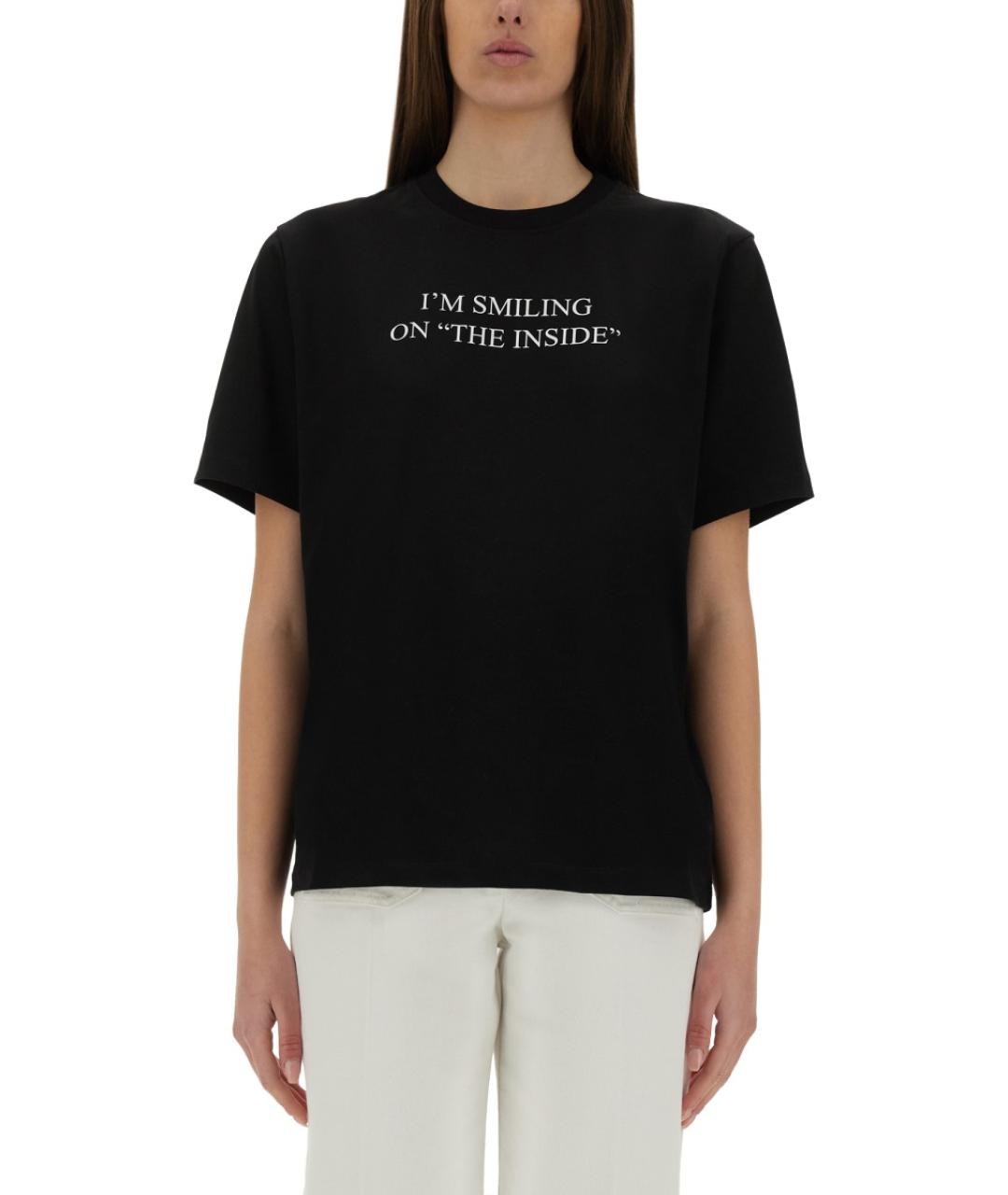 VICTORIA BECKHAM Черная хлопковая футболка, фото 2