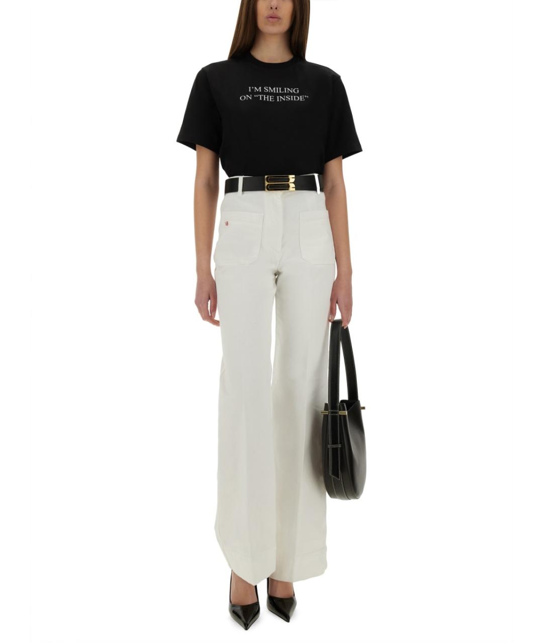 VICTORIA BECKHAM Черная хлопковая футболка, фото 3