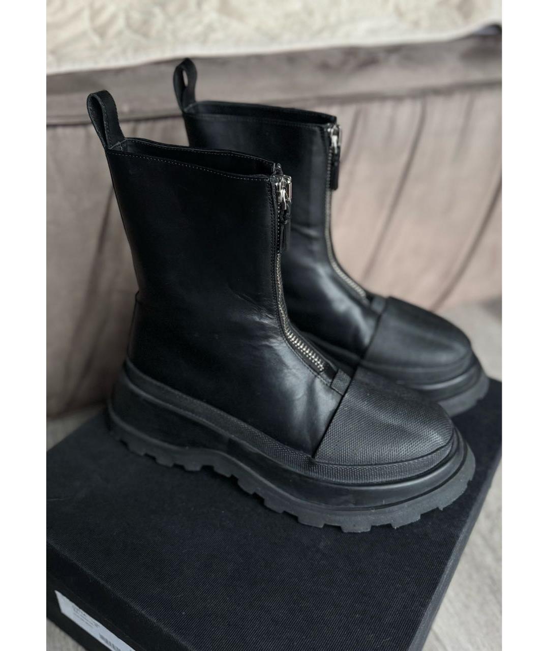 JIL SANDER Черные кожаные ботинки, фото 5