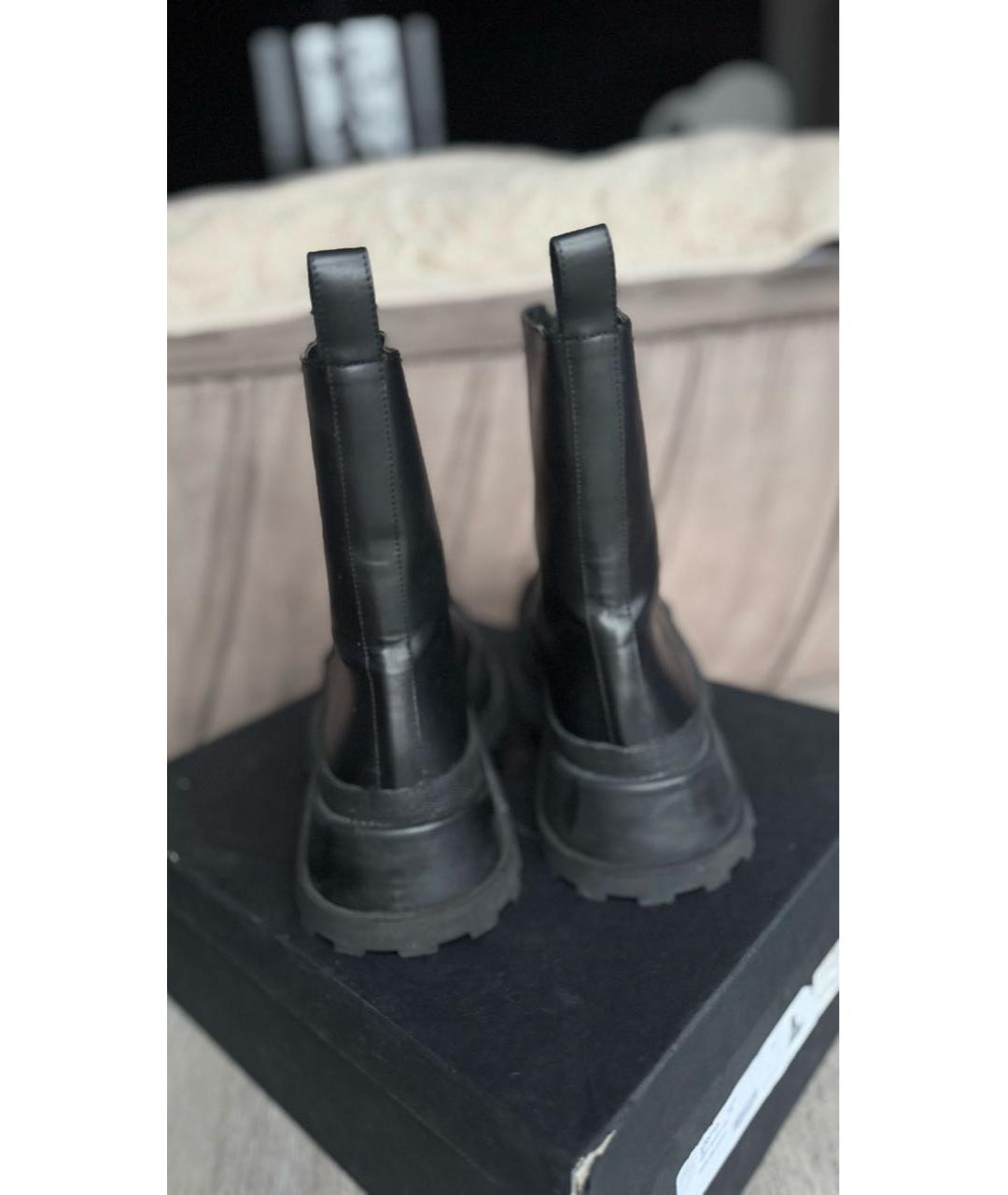 JIL SANDER Черные кожаные ботинки, фото 7