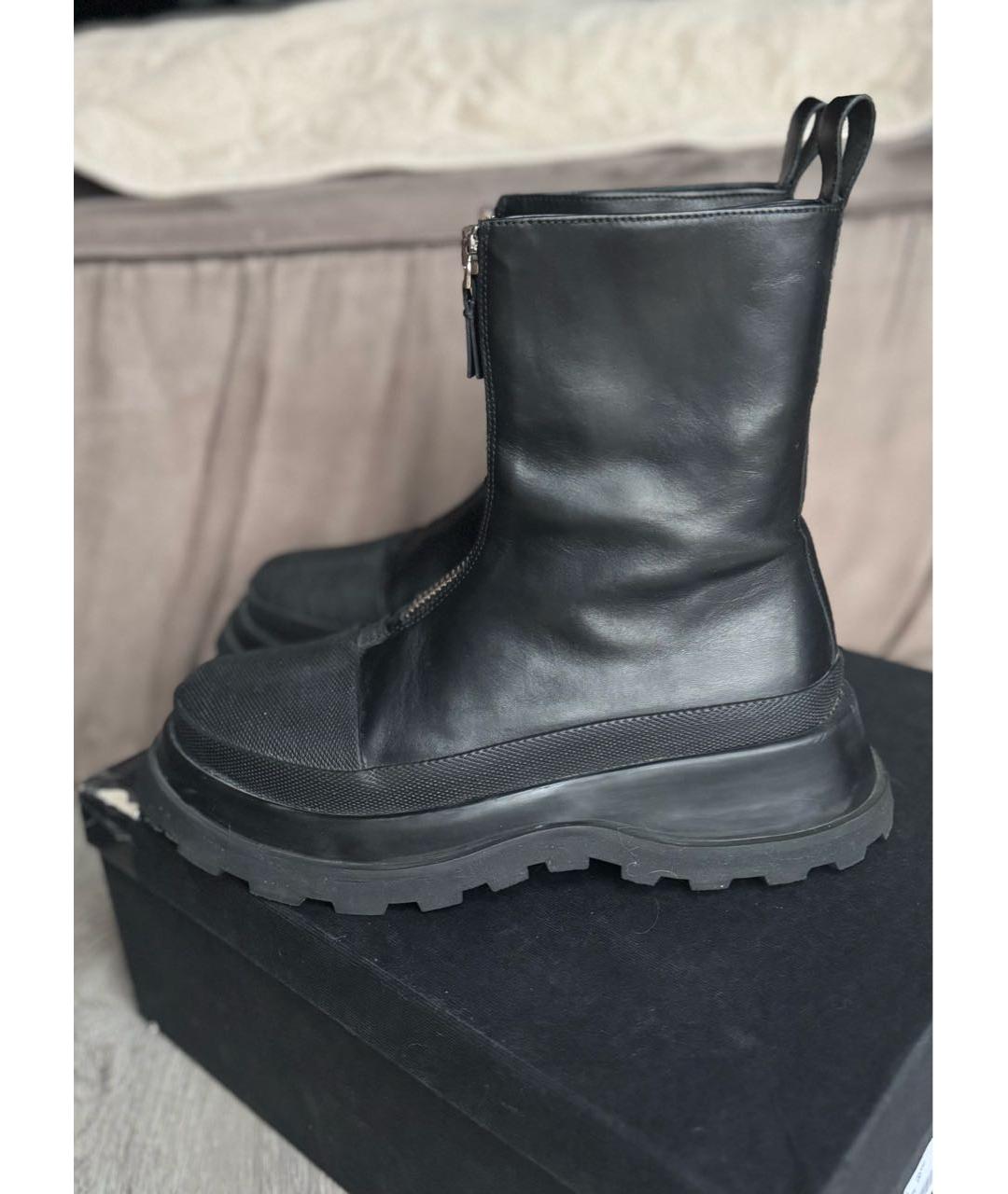 JIL SANDER Черные кожаные ботинки, фото 6