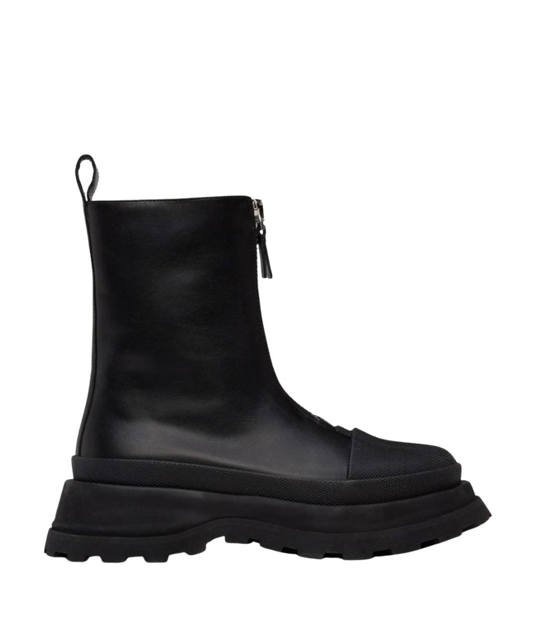 JIL SANDER Черные кожаные ботинки, фото 1