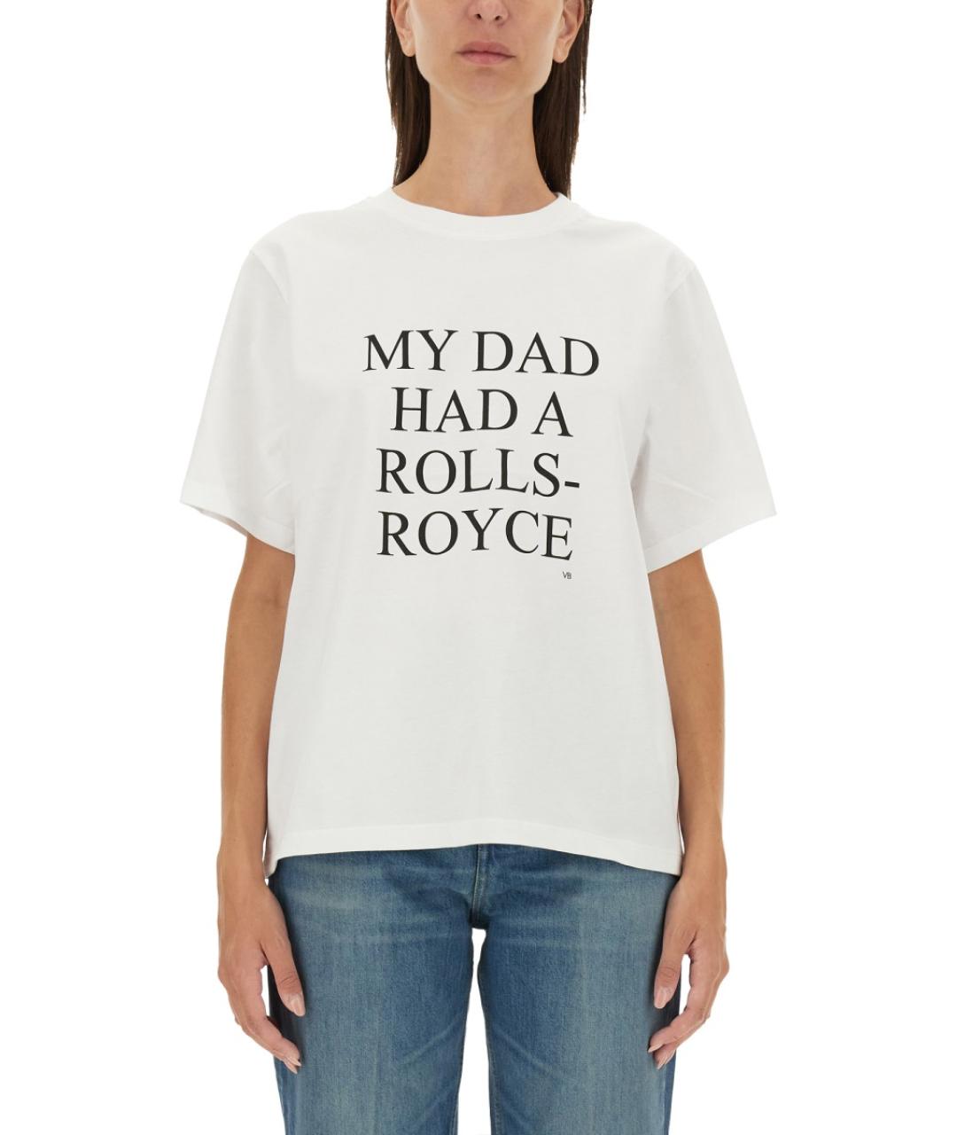 VICTORIA BECKHAM Белая хлопковая футболка, фото 3