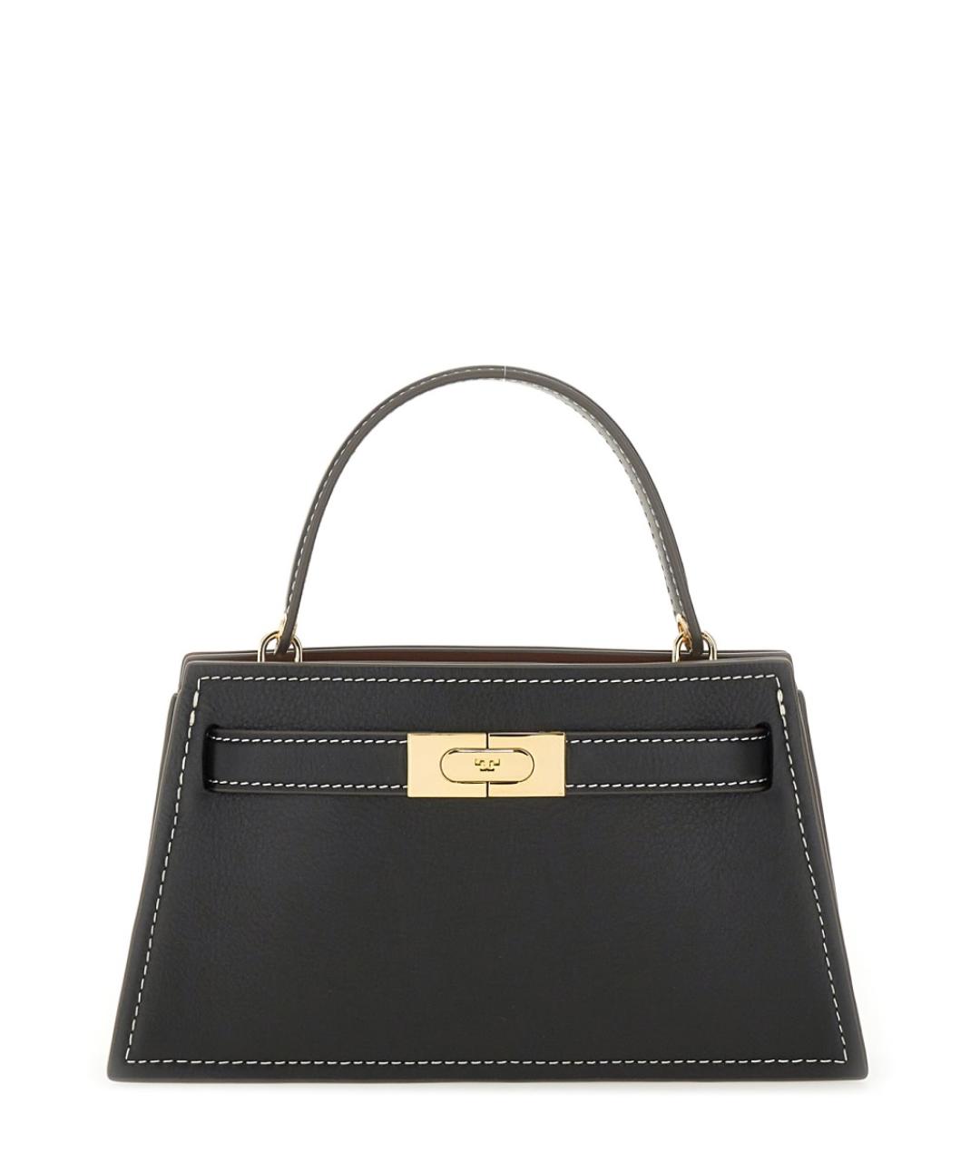 TORY BURCH Черная кожаная сумка с короткими ручками, фото 1