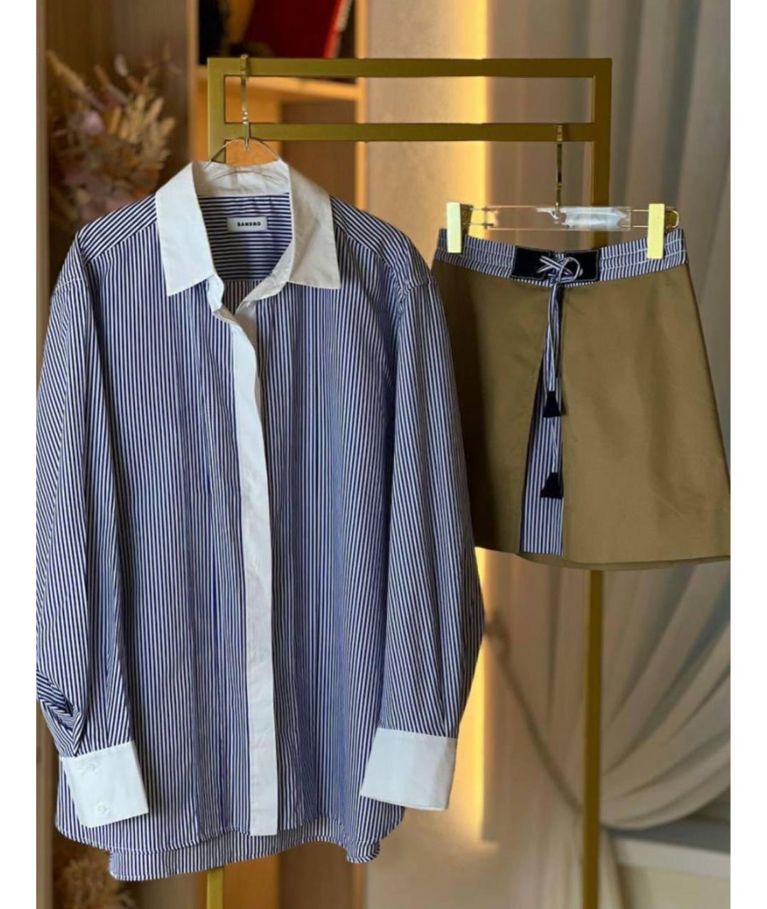 SANDRO Голубой хлопковый костюм с юбками, фото 3