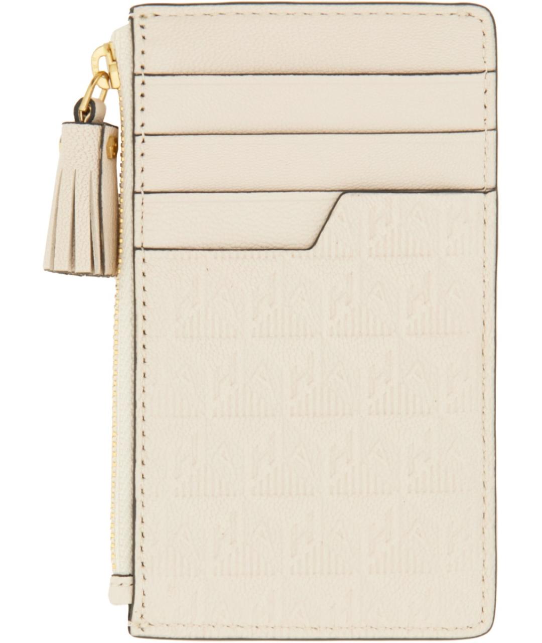 ANYA HINDMARCH Бежевый кожаный кошелек, фото 2