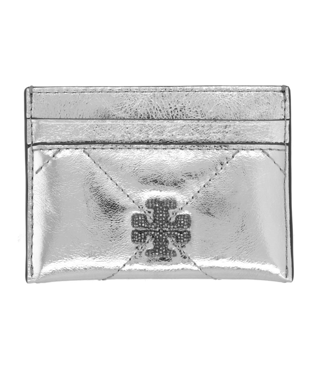 TORY BURCH Серебрянный кожаный кардхолдер, фото 1