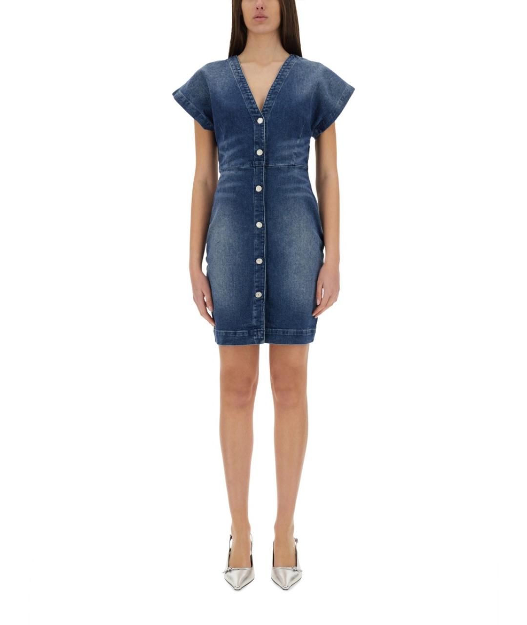 MOSCHINO JEANS Синее хлопковое повседневное платье, фото 5