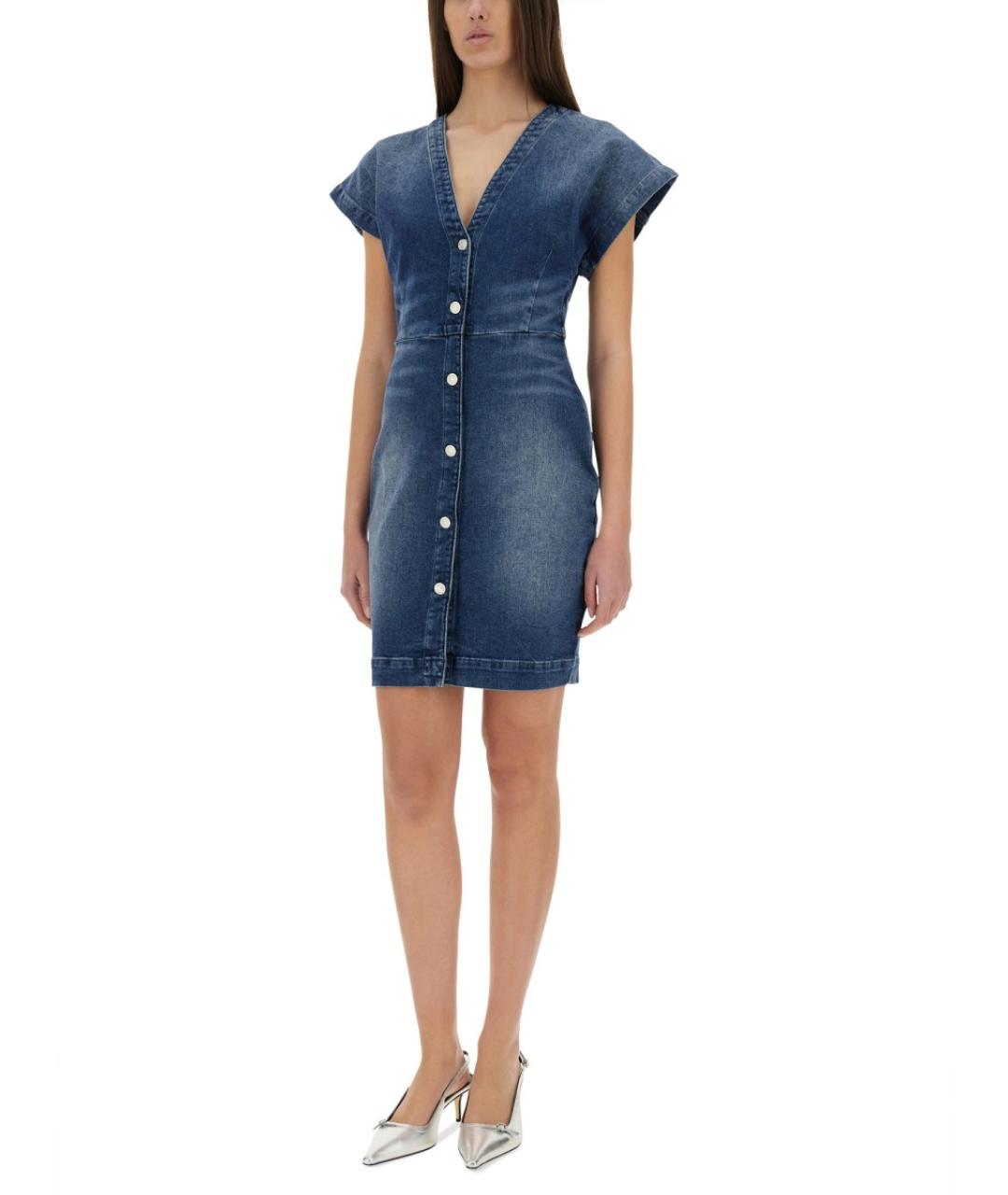 MOSCHINO JEANS Синее хлопковое повседневное платье, фото 4