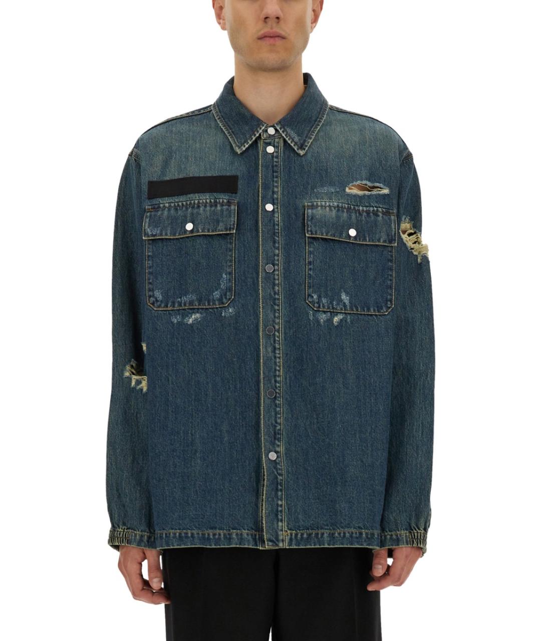 HELMUT LANG Синяя хлопковая кэжуал рубашка, фото 2