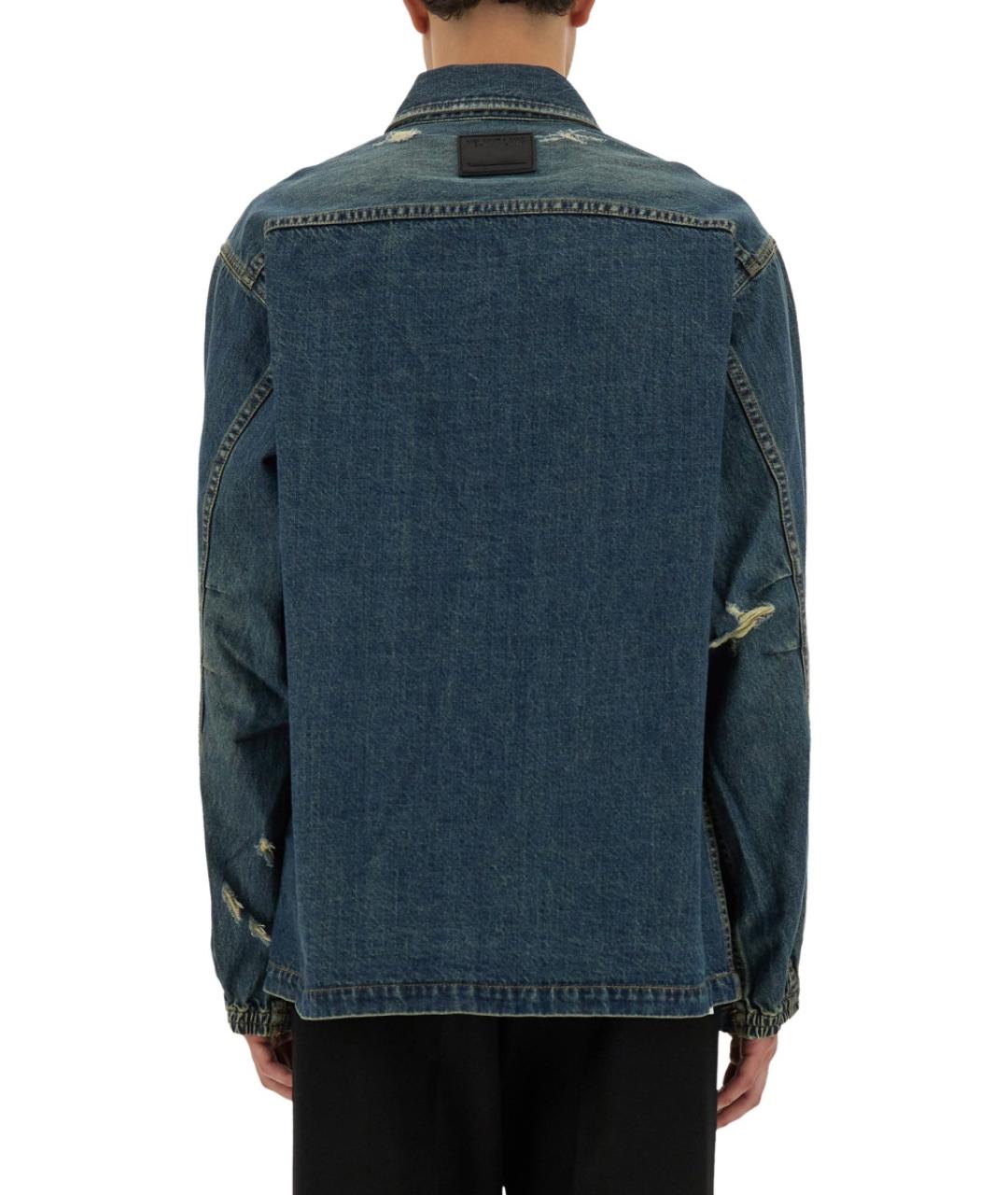 HELMUT LANG Синяя хлопковая кэжуал рубашка, фото 4