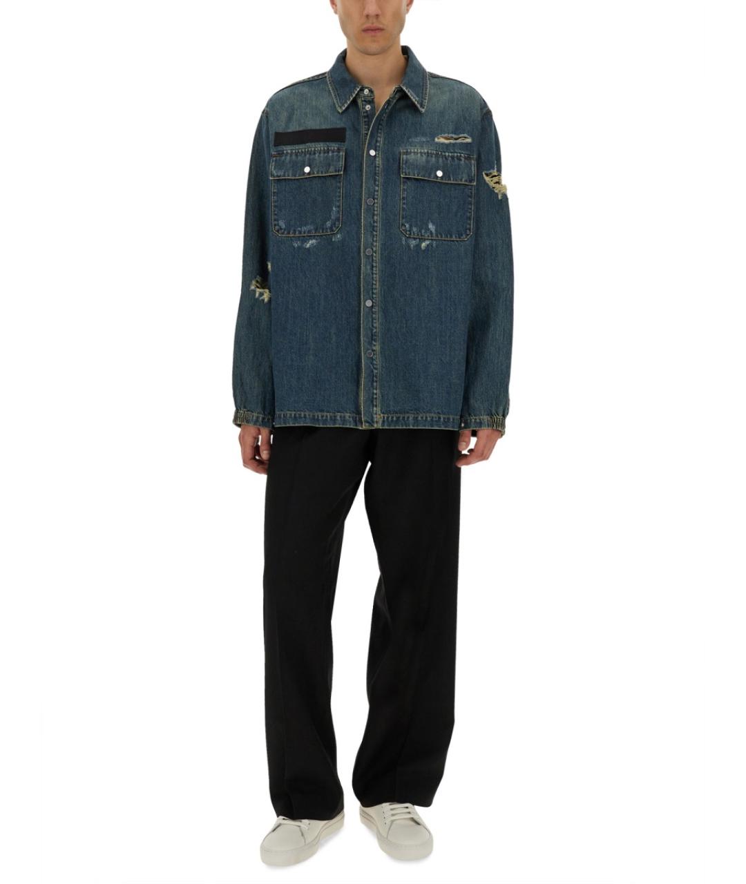 HELMUT LANG Синяя хлопковая кэжуал рубашка, фото 3