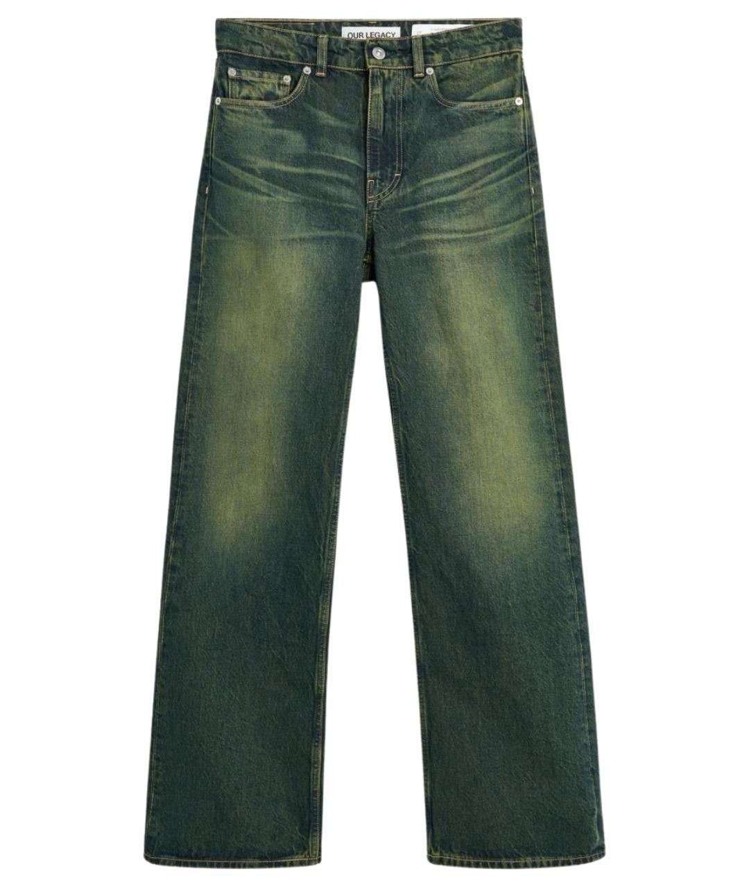 OUR LEGACY Зеленые хлопковые прямые джинсы, фото 1