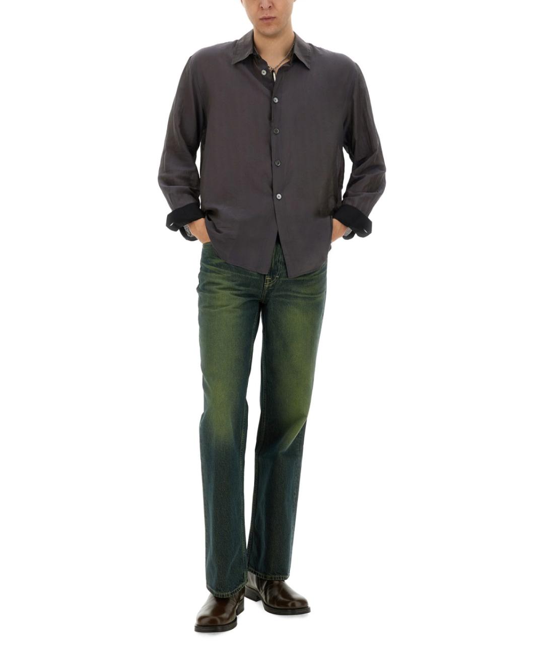 OUR LEGACY Зеленые хлопковые прямые джинсы, фото 3