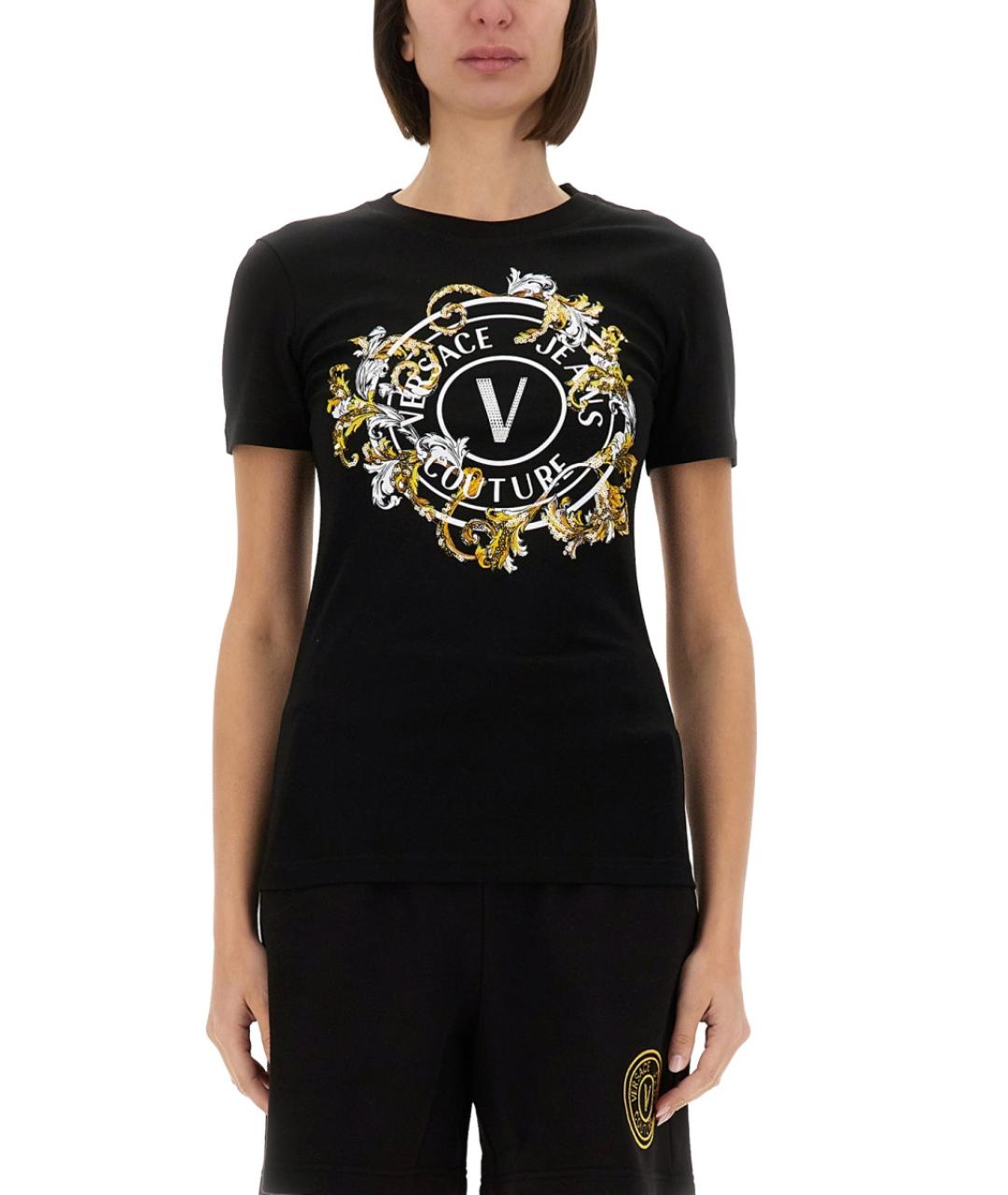 VERSACE JEANS COUTURE Черная хлопковая футболка, фото 2