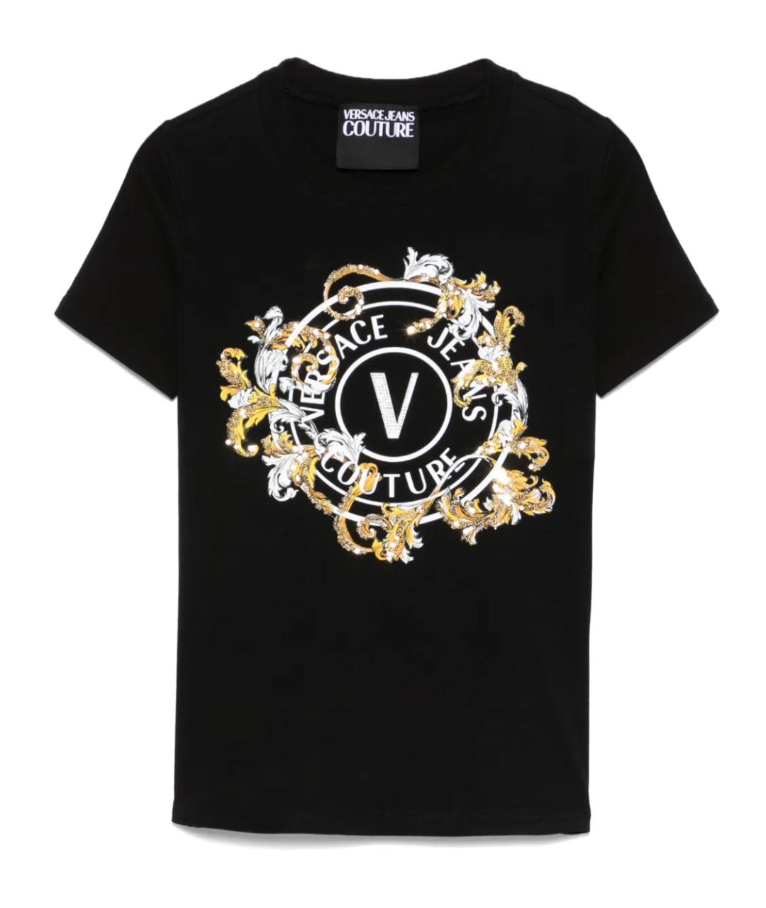 VERSACE JEANS COUTURE Черная хлопковая футболка, фото 1