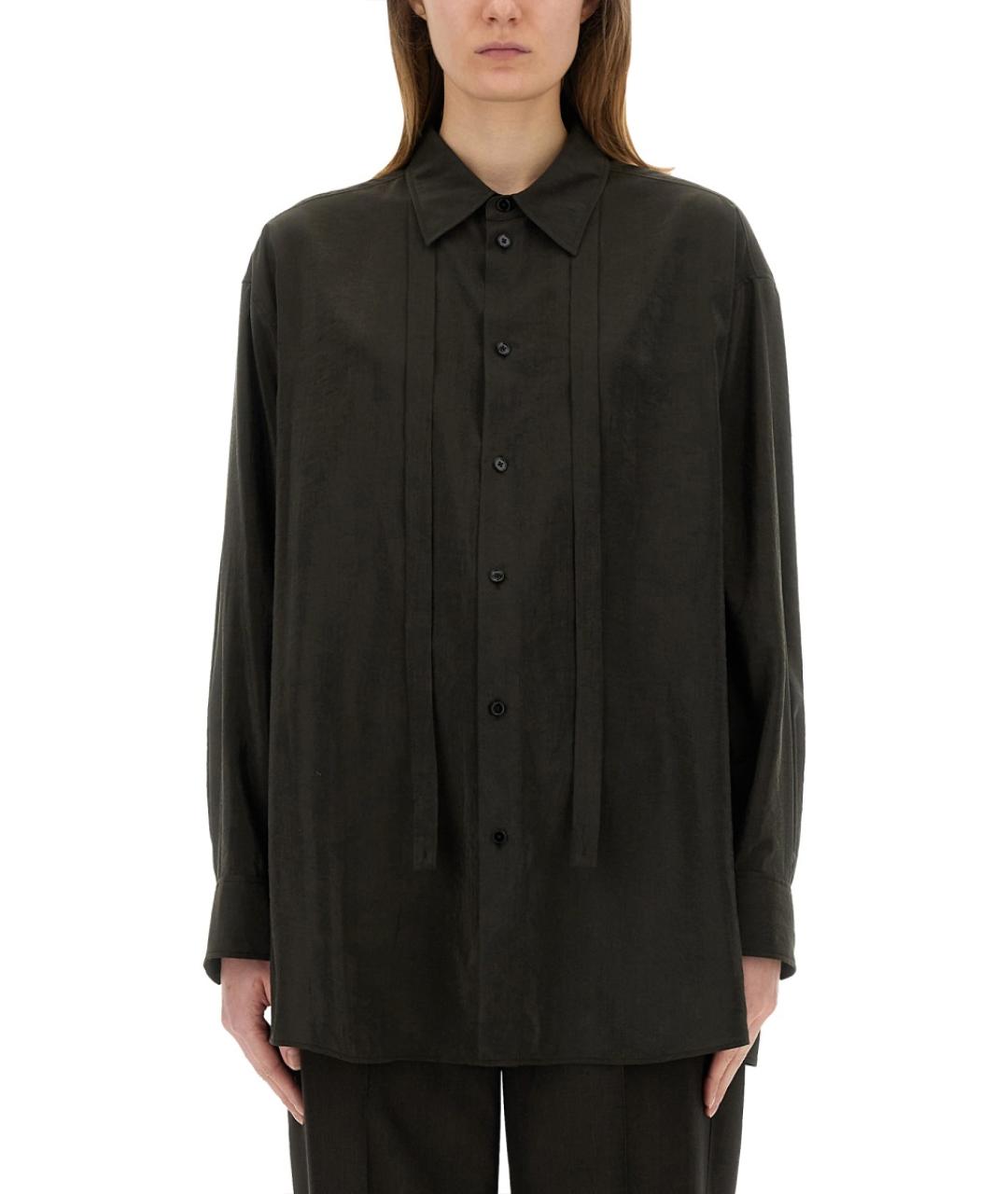 LEMAIRE Коричневая шелковая рубашка, фото 5