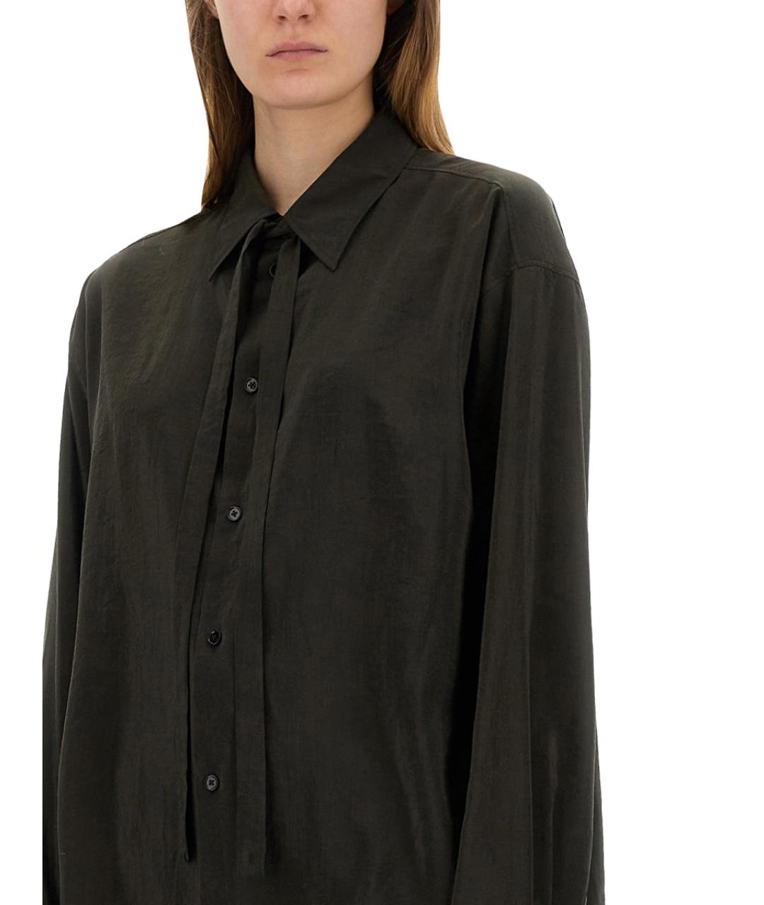 LEMAIRE Коричневая шелковая рубашка, фото 4