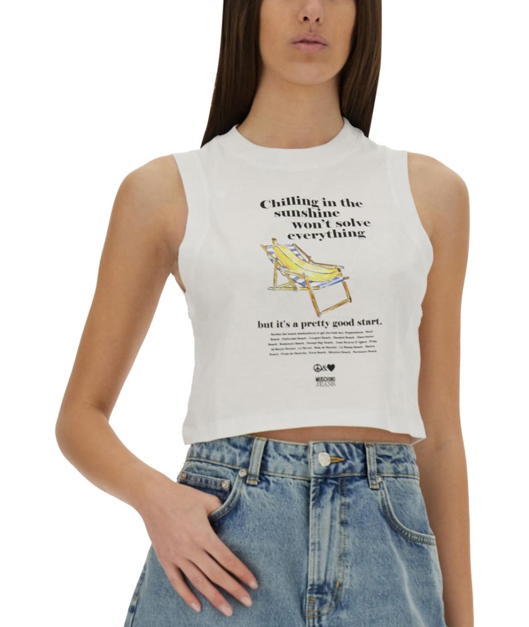 MOSCHINO JEANS Белая хлопковая майка, фото 5