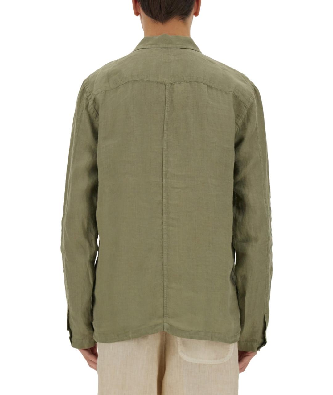 120% LINO Зеленая льняная кэжуал рубашка, фото 3