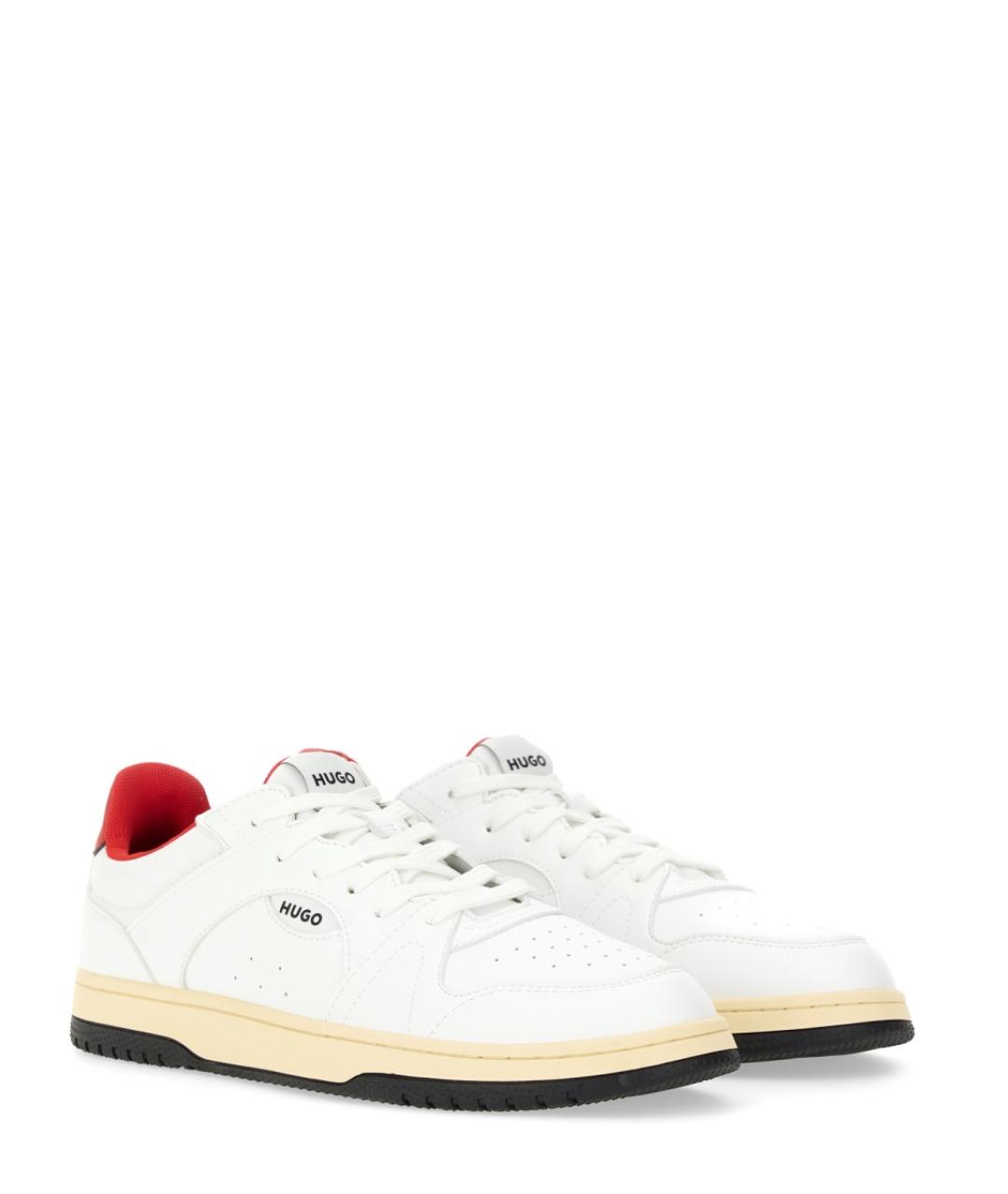 HUGO Белые кожаные низкие кроссовки / кеды, фото 3