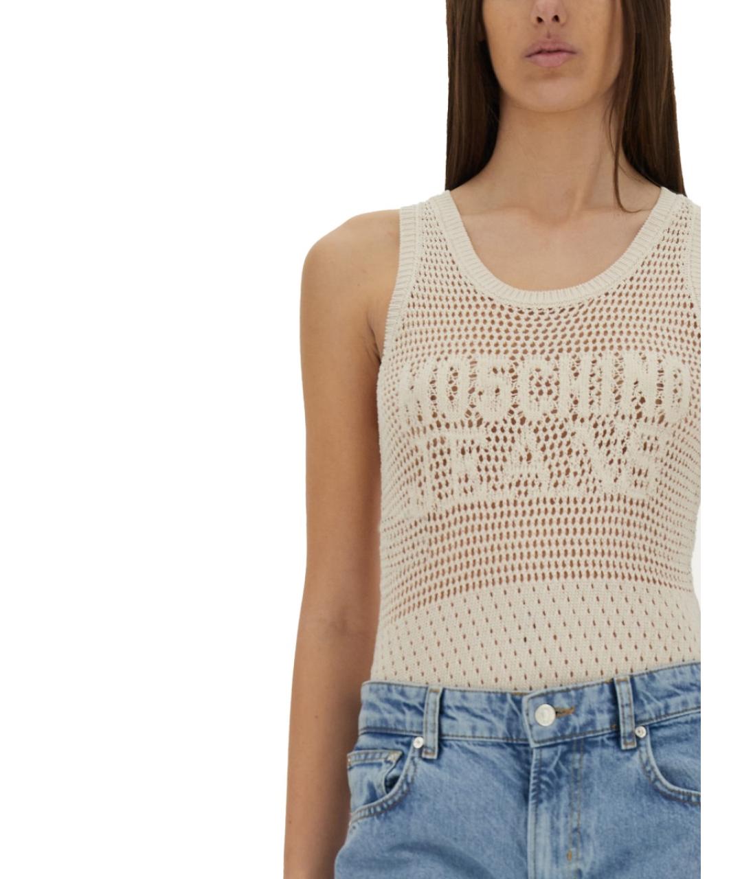 MOSCHINO JEANS Белая хлопковая майка, фото 4