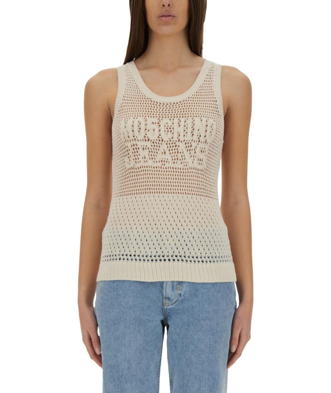 MOSCHINO JEANS Белая хлопковая майка, фото 5